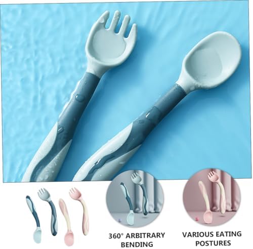 SECFOU 2 Sets Soft Spoons and Forks for Self Feeding