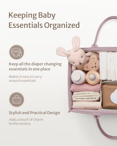 Blissful Diary Baby Diaper Caddy Organizer Mauve Pink