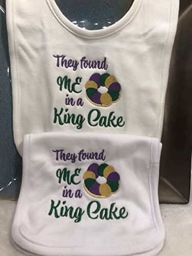 Handmade King Cake Bib Burp Cloth Set for Baby