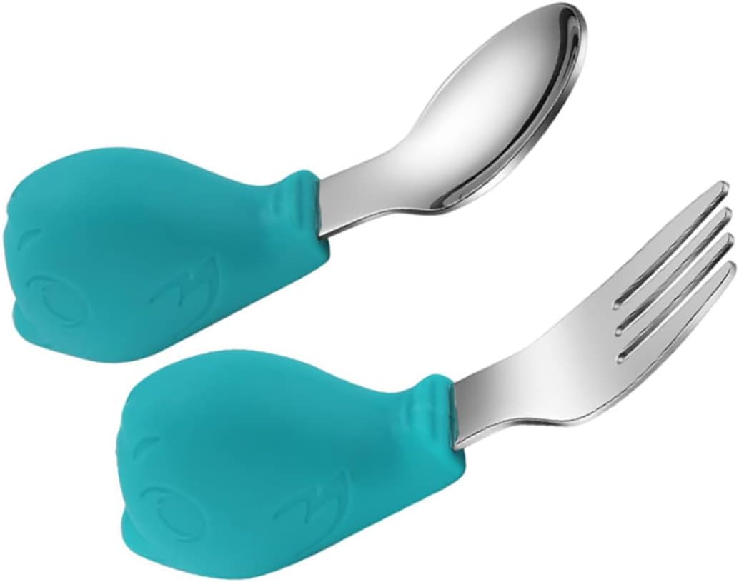 VOSAREA Training Fork and Spoon Set 2pcs for Babies