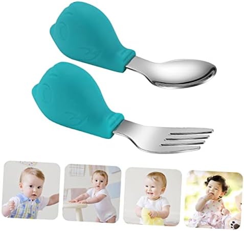 MAGICLULU 2pcs Fork and Spoon Set with Non-Slip Handles