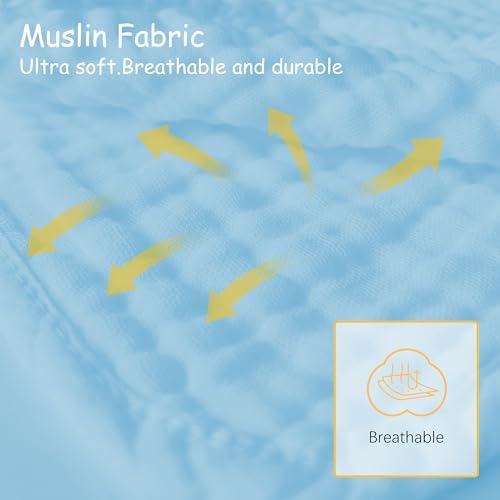 Lovely Care 12 Pack Muslin Burp Cloths 20x10 Aqua
