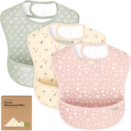 KeaBabies 3-Pack Waterproof Baby Bibs with Food Catcher