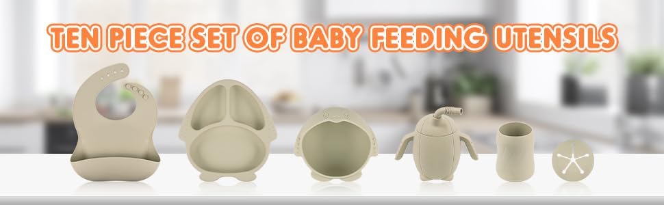 OEC-T5 Baby Led Weaning Set 10 Pcs Silicone Feeding Essentials