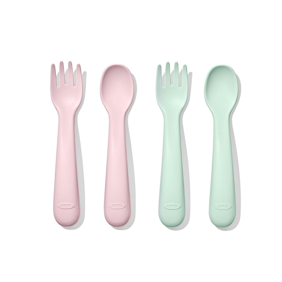 OXO Tot Plastic Fork and Spoon Set Opal and Blossom
