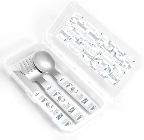 Cute Dachshund Dog Print Flatware Set with Travel Case 1