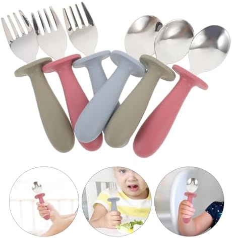 6Pcs 304 Stainless Steel Tableware Set with Handles for Easy Mealtime