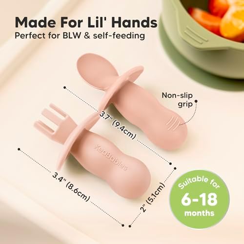 KeaBabies 4-Pack Silicone Feeding Set with 2-Pack Suction Bowls