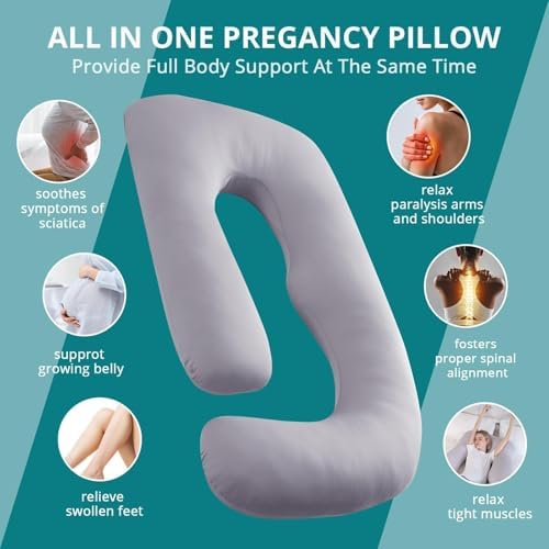 Sasttie U Shaped Pregnancy Pillow with Cooling Cover