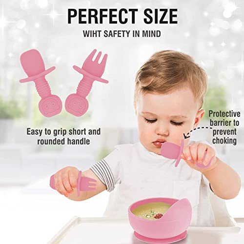 Mrkyy Silicone Baby Feeding Set 8 Piece - Pink 1
