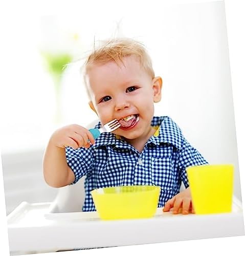 Toyvian Stainless Steel Spoon and Fork Set for Baby Weaning