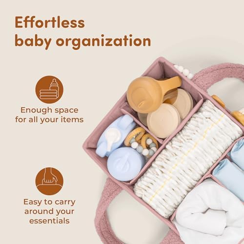 Sweety Fox Plush Sherpa Diaper Caddy Organizer with Handle - Pink