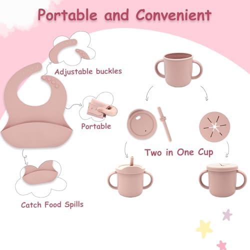 13PCS Baby Silicone Feeding Set with Suction Plate and Bib