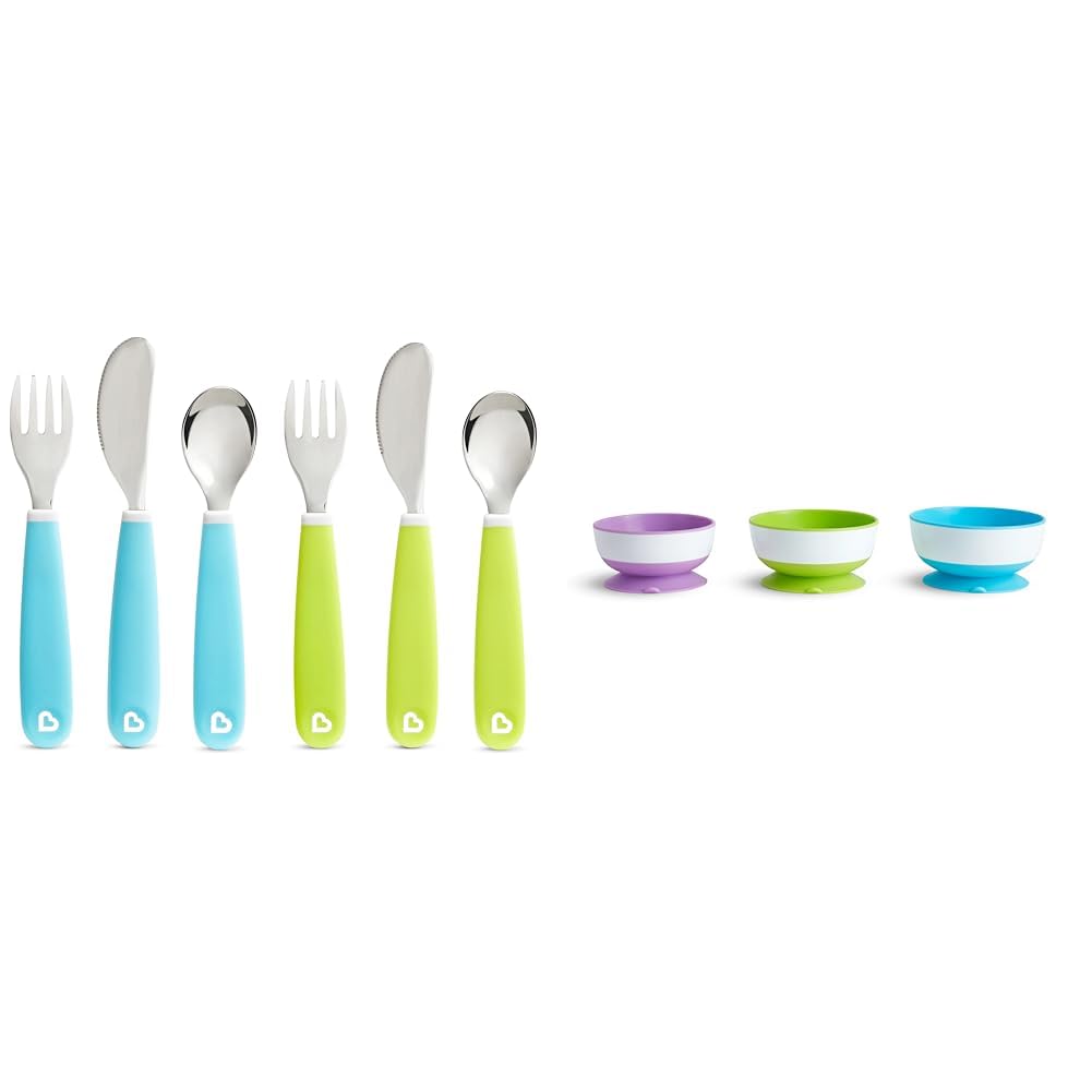 Munchkin Splash 6pc Toddler Utensil Set with 3pc Suction Bowls