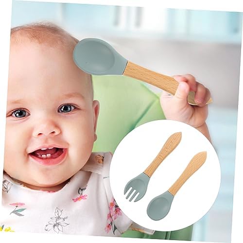SHOWERORO Fork and Spoon Set for Safe Baby Feeding