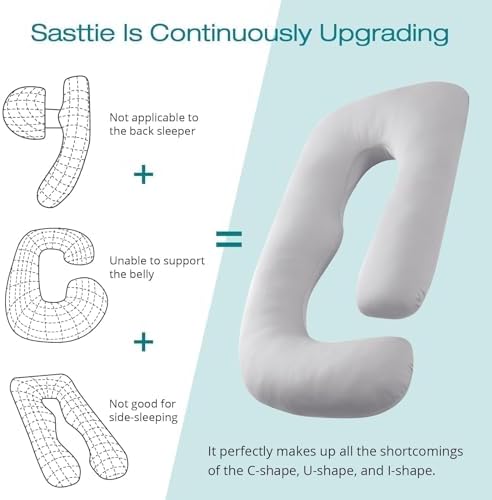 Sasttie U Shaped Pregnancy Pillow with Cooling Cover