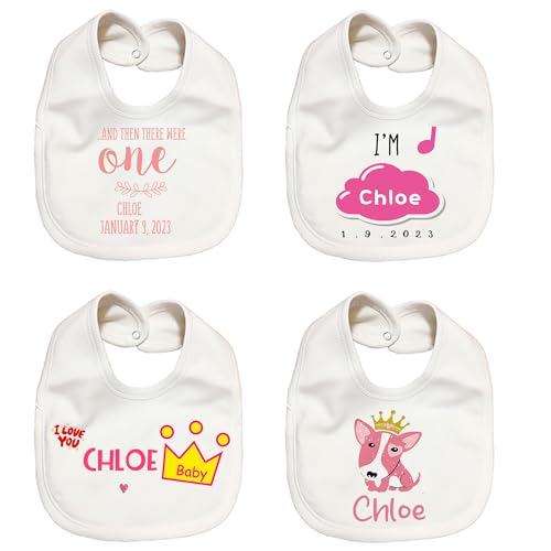 Personalized Newborn Bibs 4 Pack for Baby Boy or Girl
