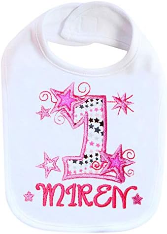 Personalized 1st Birthday Baby Girl Bib with Custom Name
