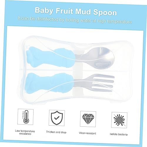 MOBUTOFU Training Fork Spoon Set with Fish Design for Self Feeding