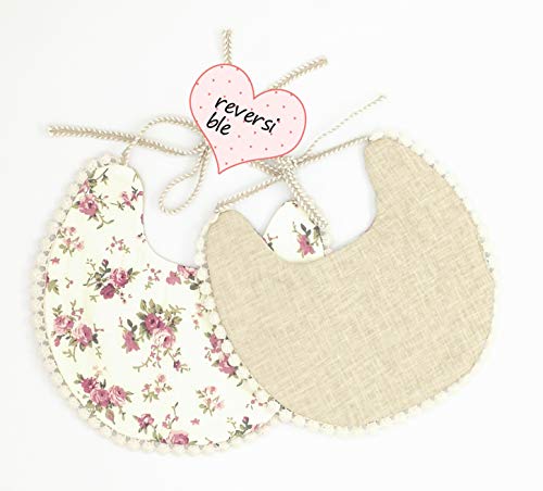 GZMM Reversible Waterproof Cotton Baby Bib 2 Pack