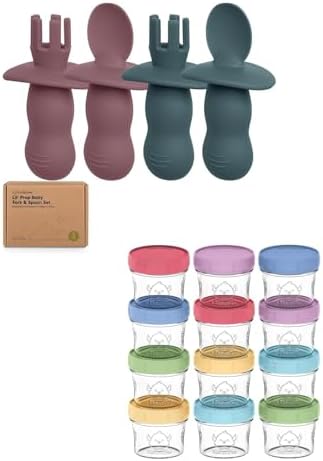 KeaBabies 4-Pack Silicone Utensils 12-Pack Food Containers