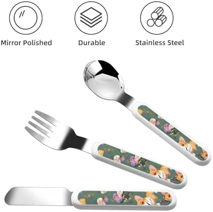 Corgi Floral Cutlery Set with Travel Case Stainless Steel