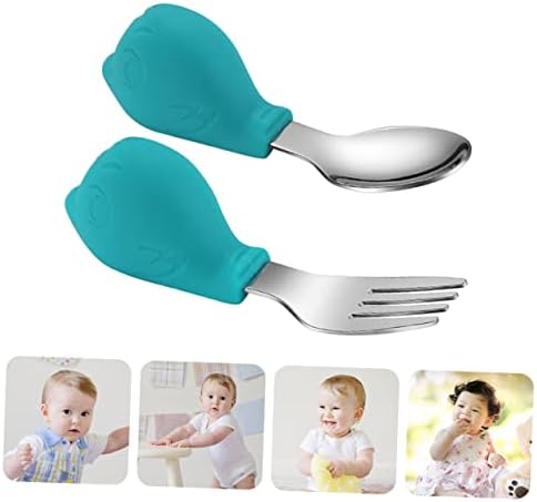 COLLBATH Baby Fork and Spoon Set with Handle 1
