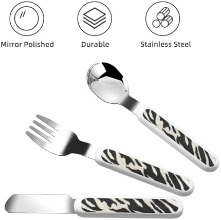 Zebra Animal Print Stainless Steel Utensils Set with Travel Case