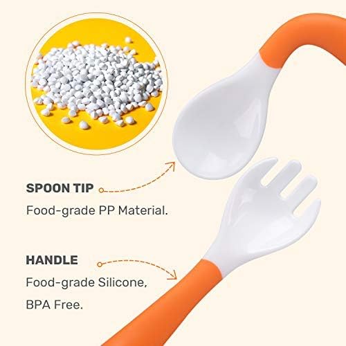 Cute Stone Baby Spoons Forks 3 Sets Self Feeding