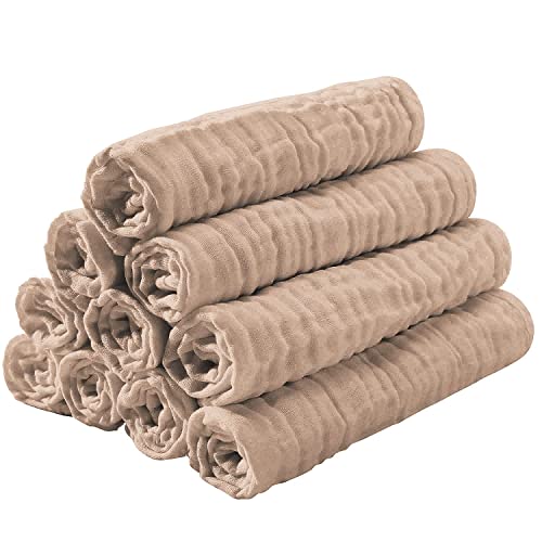 Yoofoss 10 Pack Organic Cotton Muslin Burp Cloths