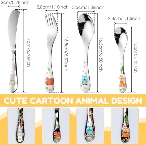 Toddler Stainless Steel Utensil Set with Cartoon Handles