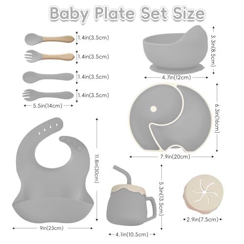 ARCASA 9-Piece Silicone Baby Feeding Set Blue