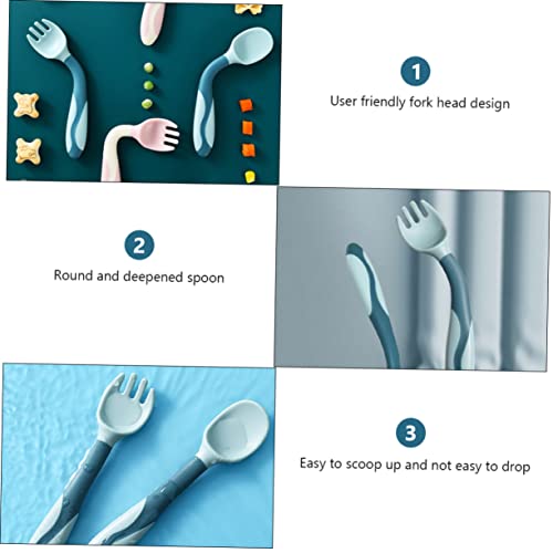 IWOWHERO 2 Sets Soft Spoon and Fork Training Utensils 1