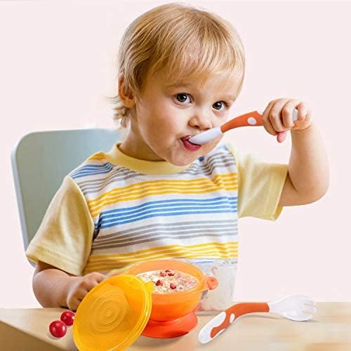 Cute Stone Baby Spoons Forks 3 Sets Self Feeding