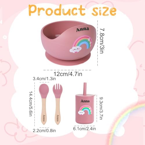 TYRYHU Personalized Silicone Baby Feeding Set with Name