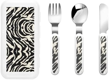 Zebra Animal Print Stainless Steel Utensils Set with Travel Case
