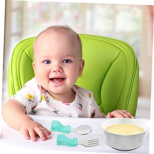 ORFOFE Stainless Steel Fork and Spoon Set for Baby Self Feeding