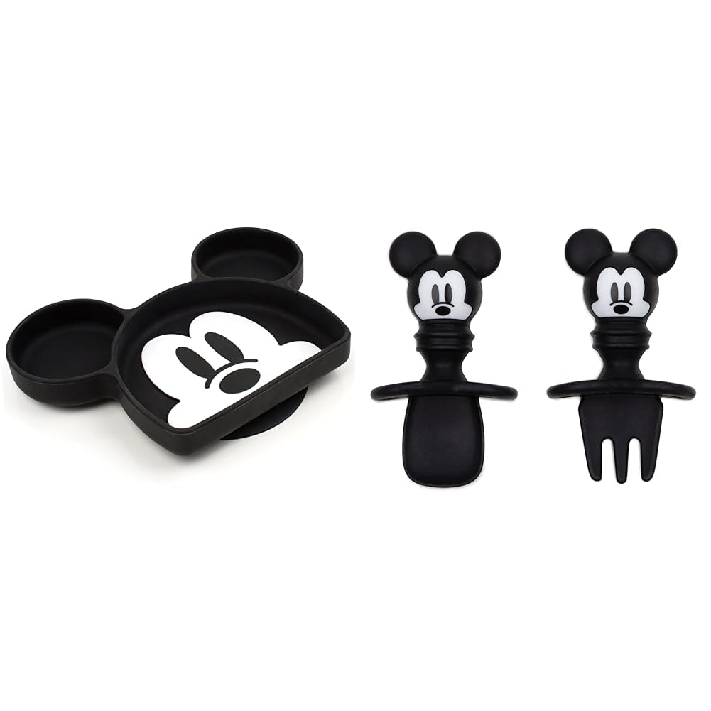 Disney Mickey Mouse Silicone Baby Plate Set with Spoon and Fork