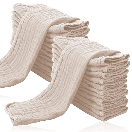 24 Pack Muslin Burp Cloths - Ultra Soft 100 Cotton Brown