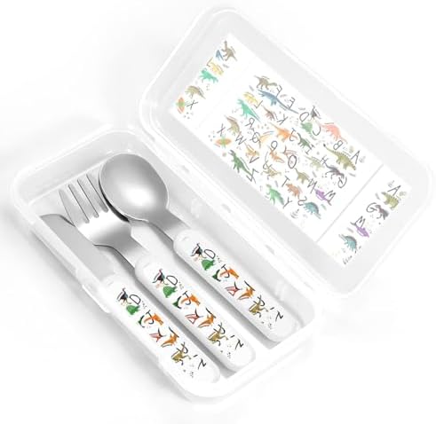 Stylish Learning Alphabets with Dinosaurs Print Flatware Set