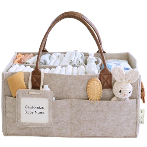 Lily Miles Baby Diaper Caddy Organizer - Neutral Large Sand