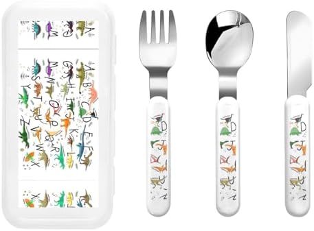 Stylish Learning Alphabets with Dinosaurs Print Flatware Set