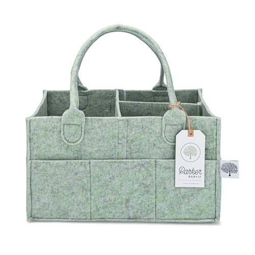Parker Baby Diaper Caddy - Nursery Car Organizer Sage Green 1
