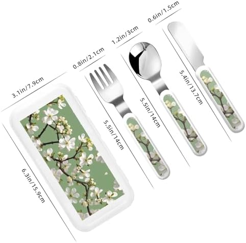 Dogwood Blossoms Print Utensil Set with Travel Case