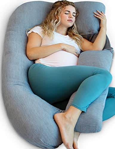 Pharmedoc Pregnancy Pillow - U Shape Full Body Support - Cool Cover - Dark Grey