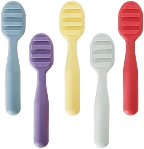 Youngever 5 Pack Silicone Learning Spoons for Kids 6 Months