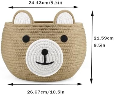 PandaEar Cotton Rope Baby Basket with Bear Design