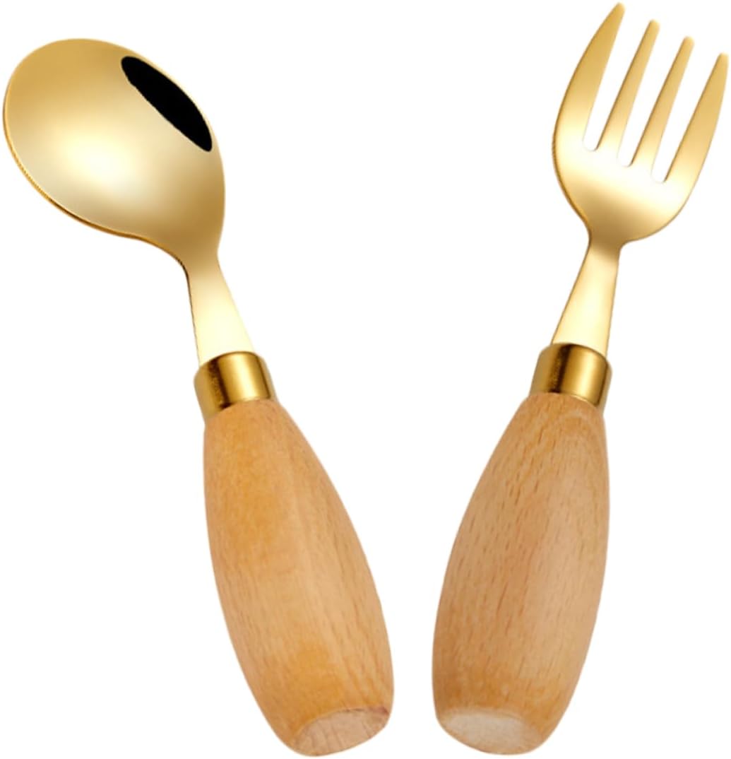Unomor 4-Piece Curved Spoon Fork Set for Kids
