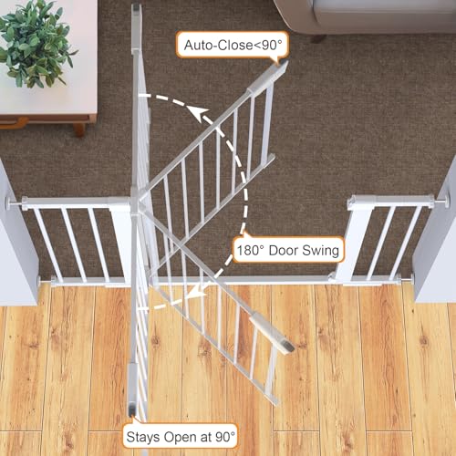 Cumbor White Baby Gate for Stairs and Doorways