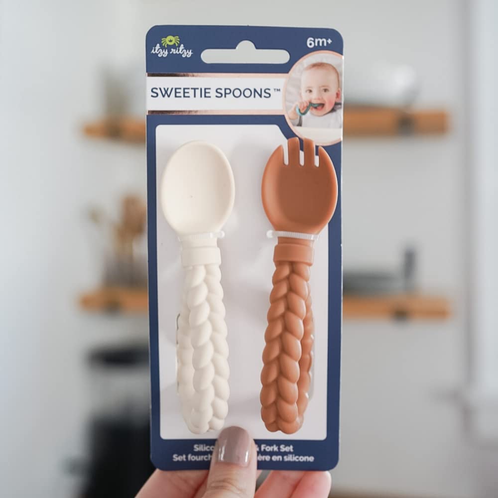 Itzy Ritzy Silicone Spoon Fork Set for Babies 6 Months Up